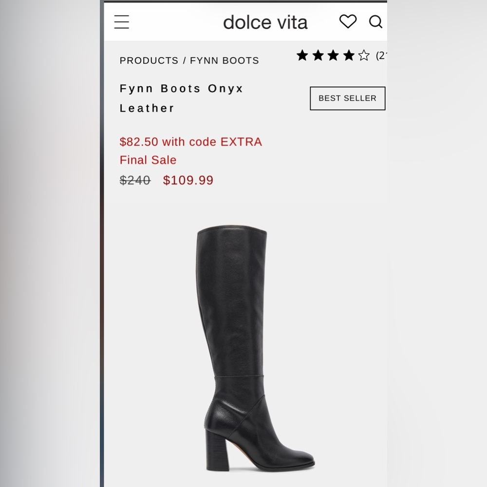 Dolce Vita Dark Brown Knee-High Heeled Boots - Picture 4 of 4
